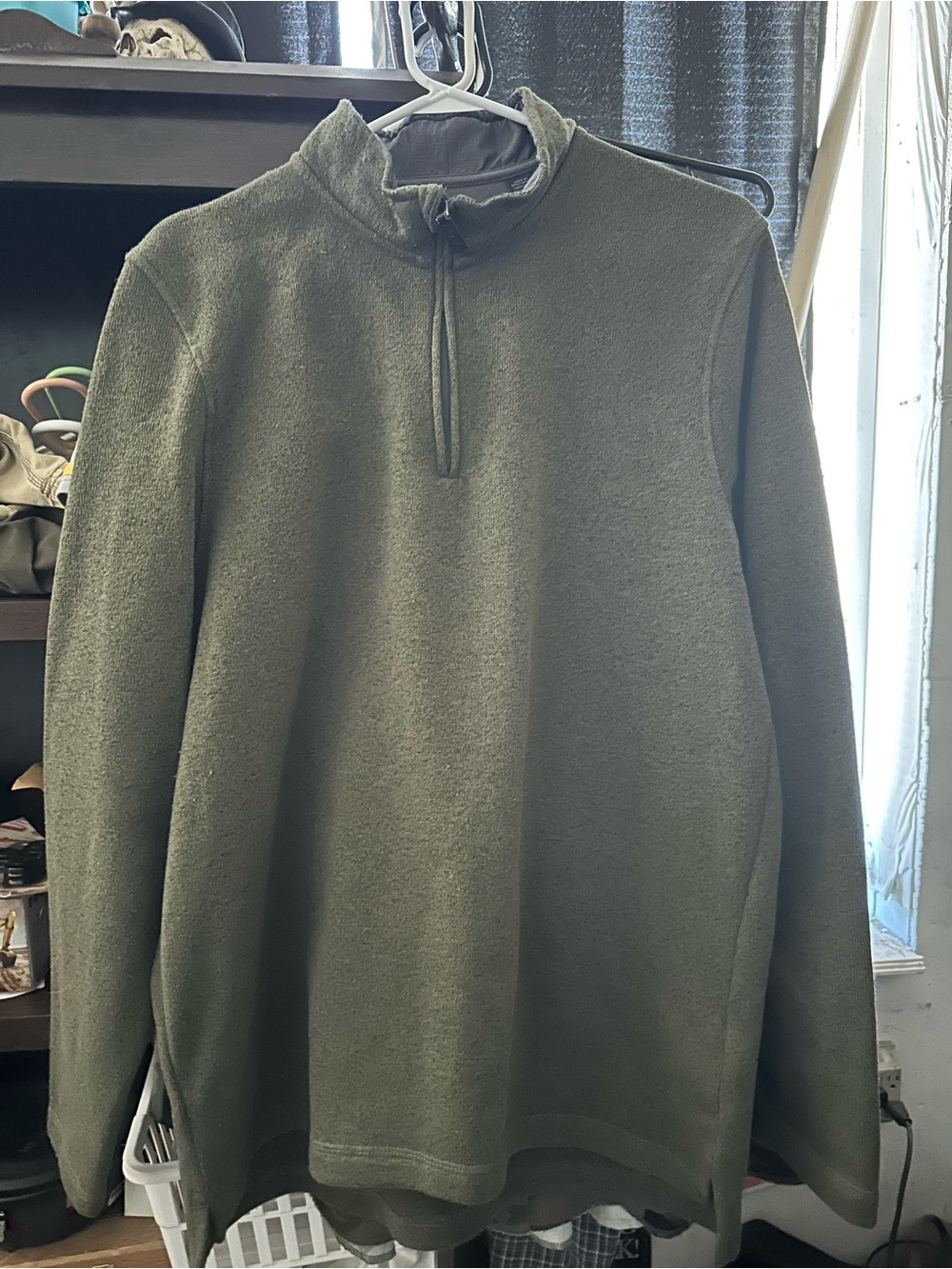 Wrangler Men's Olive Green Quarter-Zip Fleece Pullover